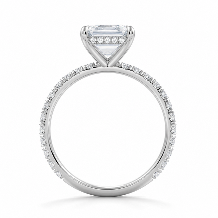 Emerald Hidden Halo With Pave Band