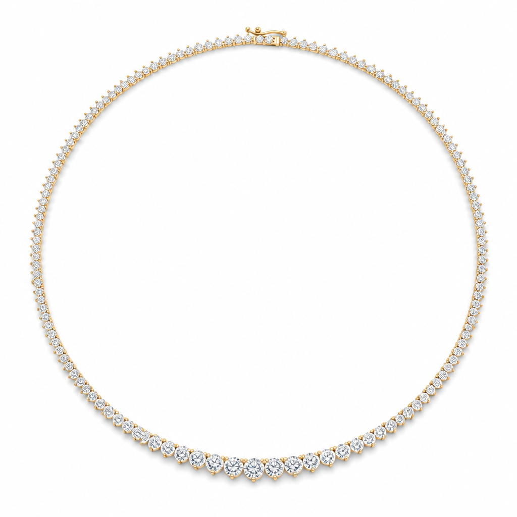 15 Carat Lab Grown Diamond Graduated Tennis Necklace