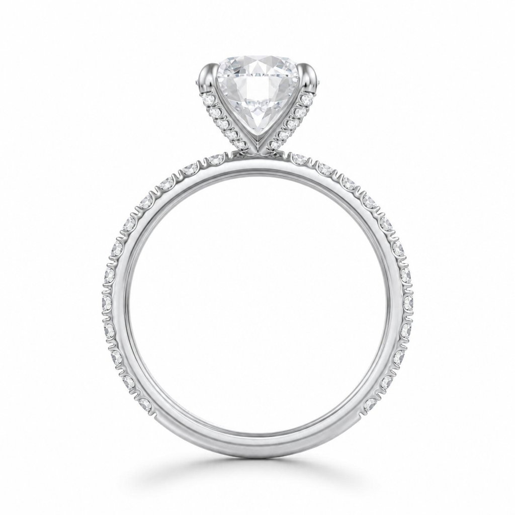 Round Pave Ring With Pave Prongs