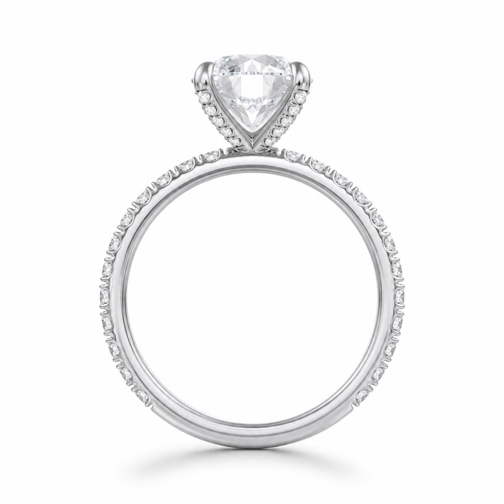 Round Pave Ring With Pave Prongs
