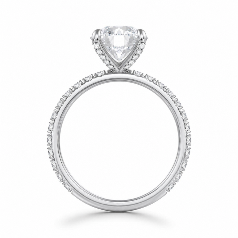 Round Pave Ring With Pave Prongs