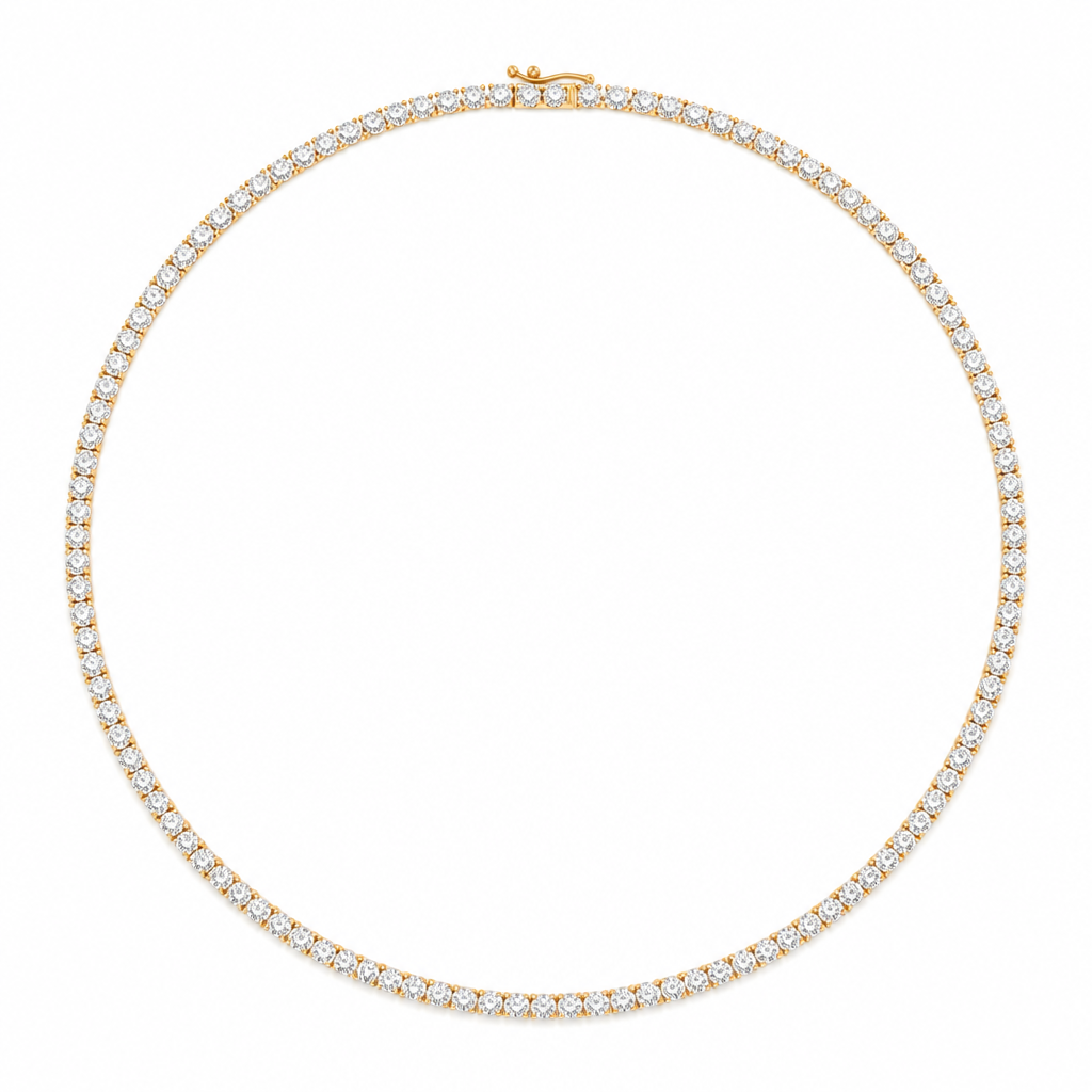 18 carat round lab-grown diamond tennis necklace