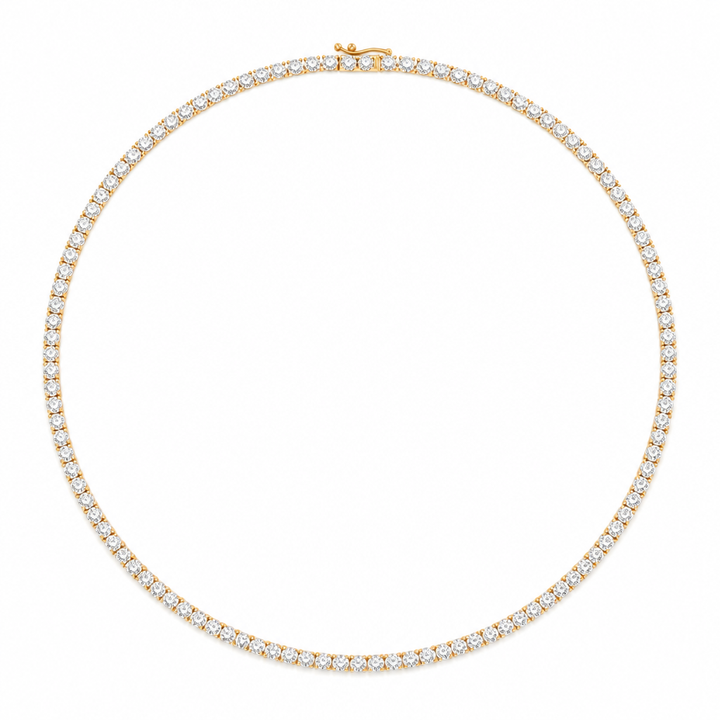 18 carat round lab-grown diamond tennis necklace