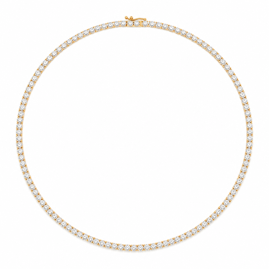 18 carat round lab-grown diamond tennis necklace
