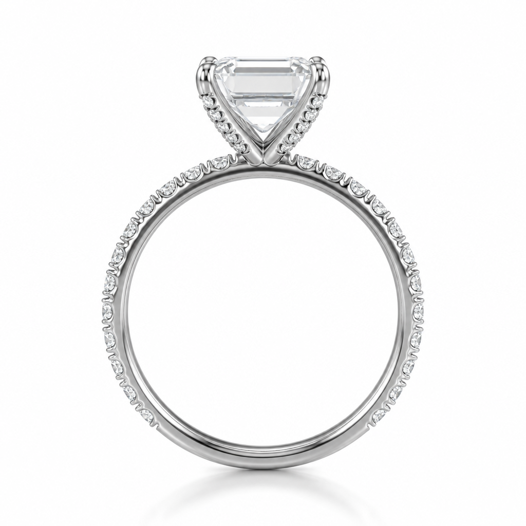 Emerald Pave Ring With Pave Prongs