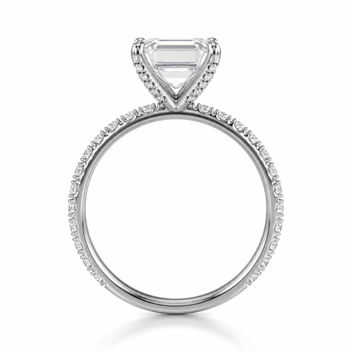 Emerald Pave Ring With Pave Prongs