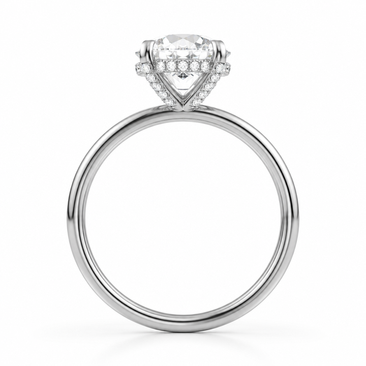 Round Solitaire Ring With Diamond Basket