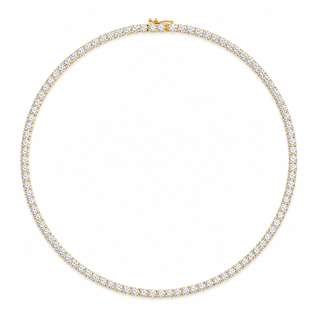 25 Carat Round Lab Grown Diamond Tennis Necklace