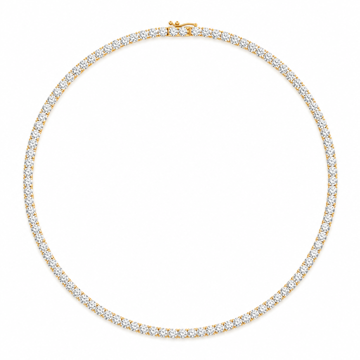 25 Carat Round Lab Grown Diamond Tennis Necklace