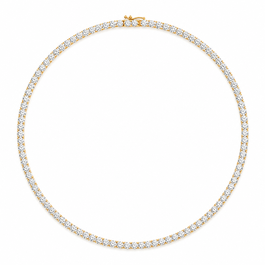 25 Carat Round Lab Grown Diamond Tennis Necklace