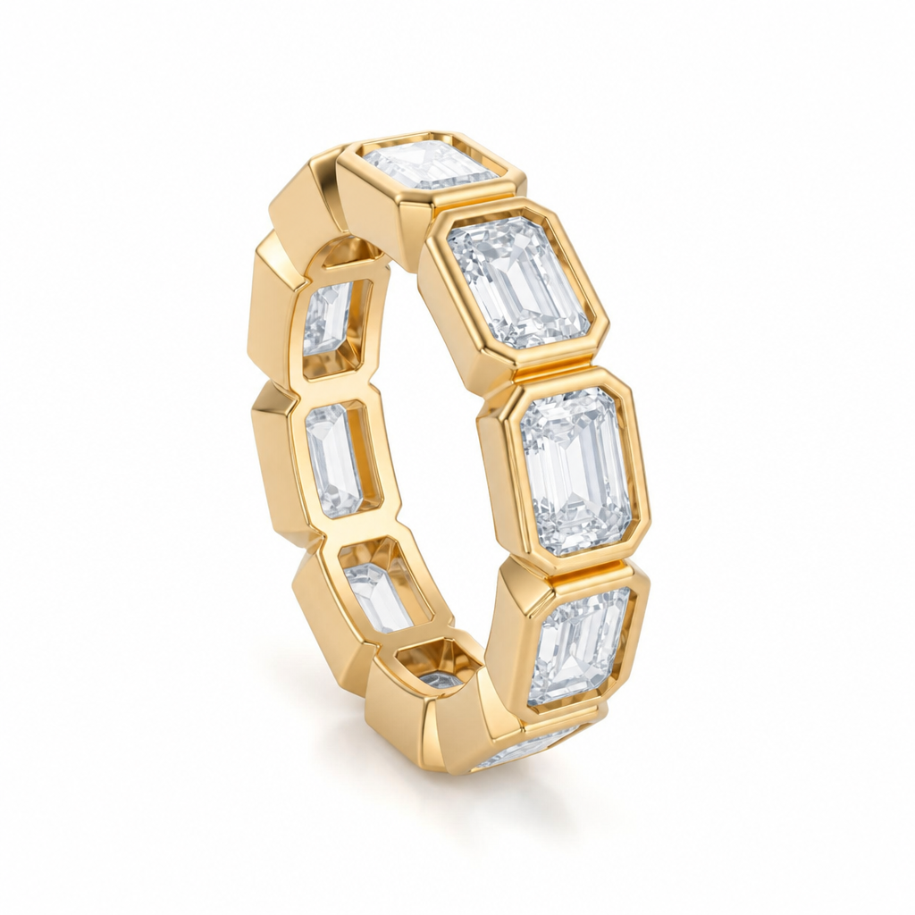 Emerald Bezel Horizontal Eternity Band
