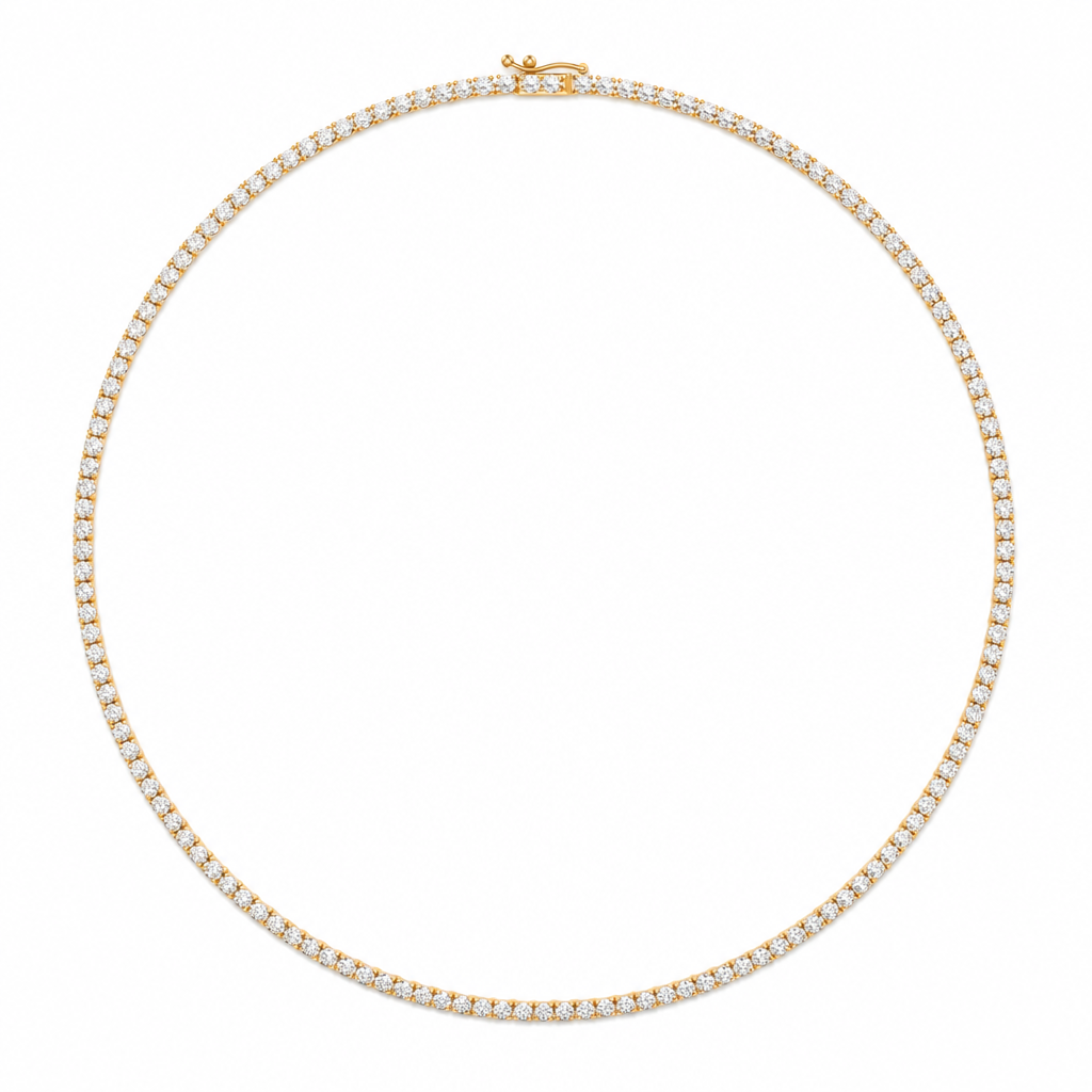 10 carat round lab grown diamond tennis necklace