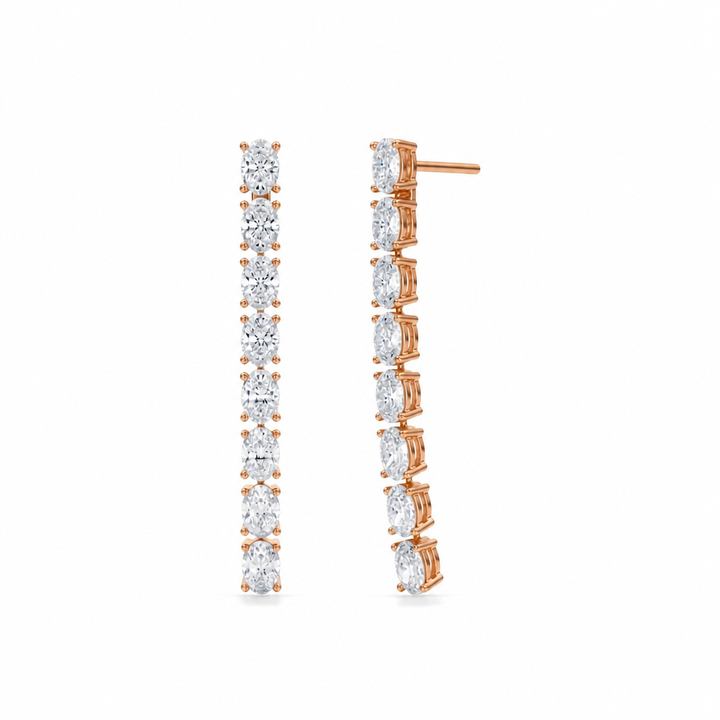 8 Stone Oval Lab Grown Diamond Drop Earrings