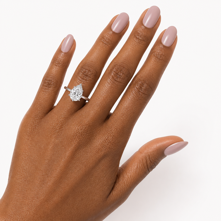 Pear Martini Basket Solitaire Ring