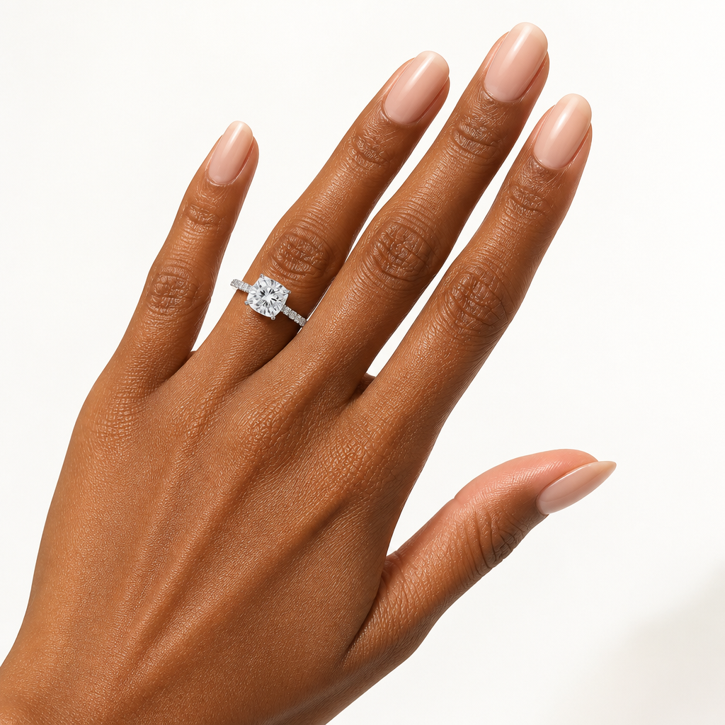 Cushion Pave Ring With Pave Prongs