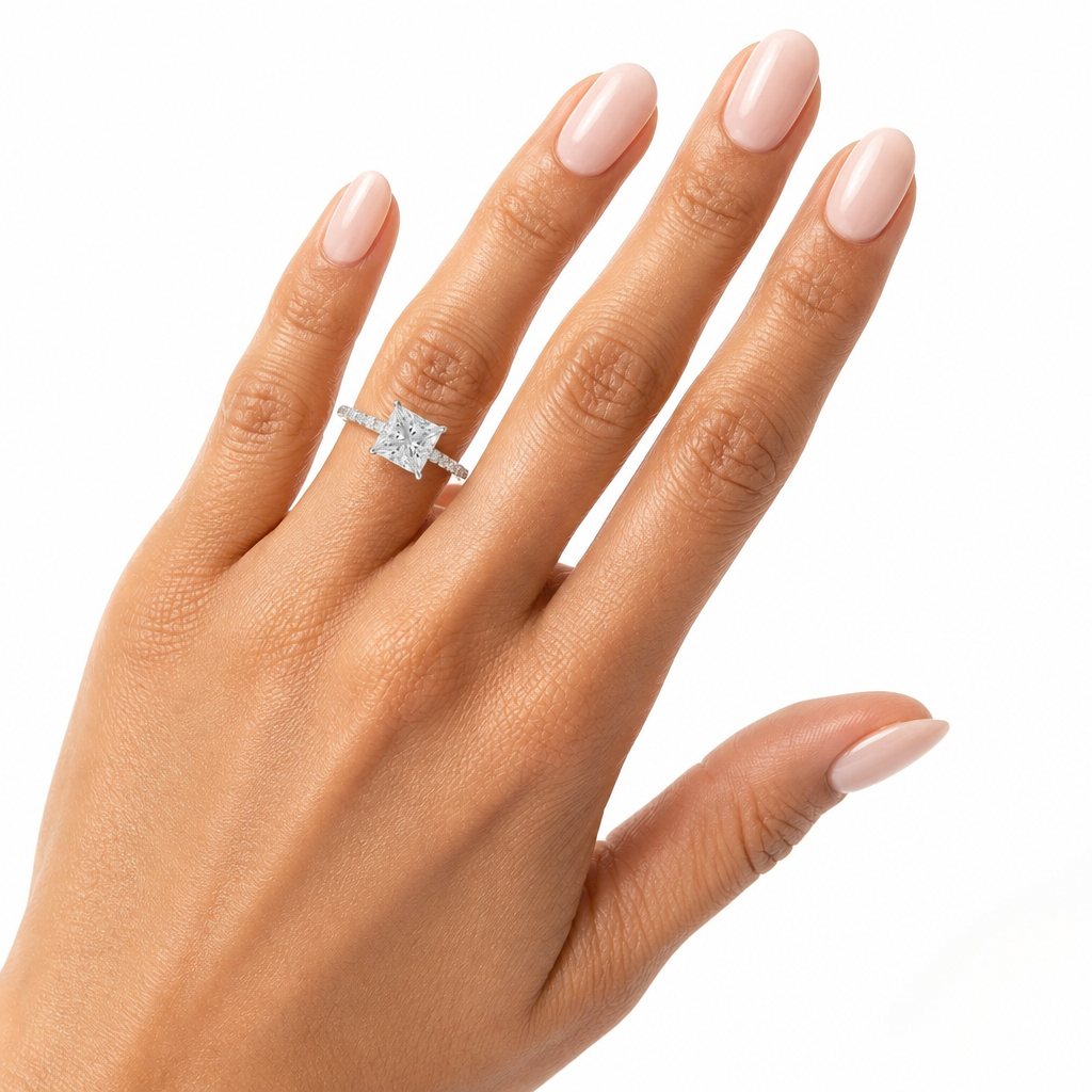 Princess Pave Ring With Pave Prongs