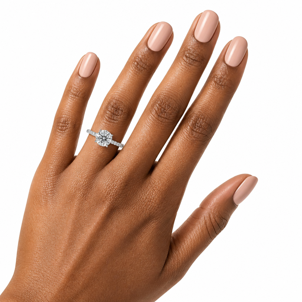 Round Diamond Basket With Pave Ring