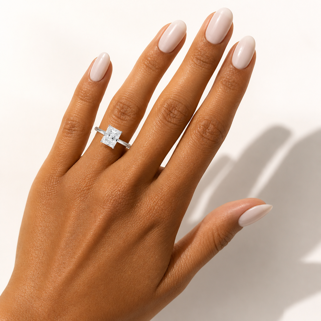 Radiant Solitaire Ring With Pave Prongs