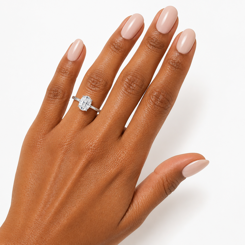 Oval Solitaire Ring With Hidden Halo