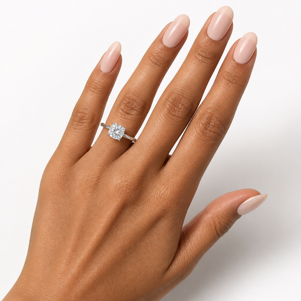 Cushion Solitaire Ring With Hidden Halo