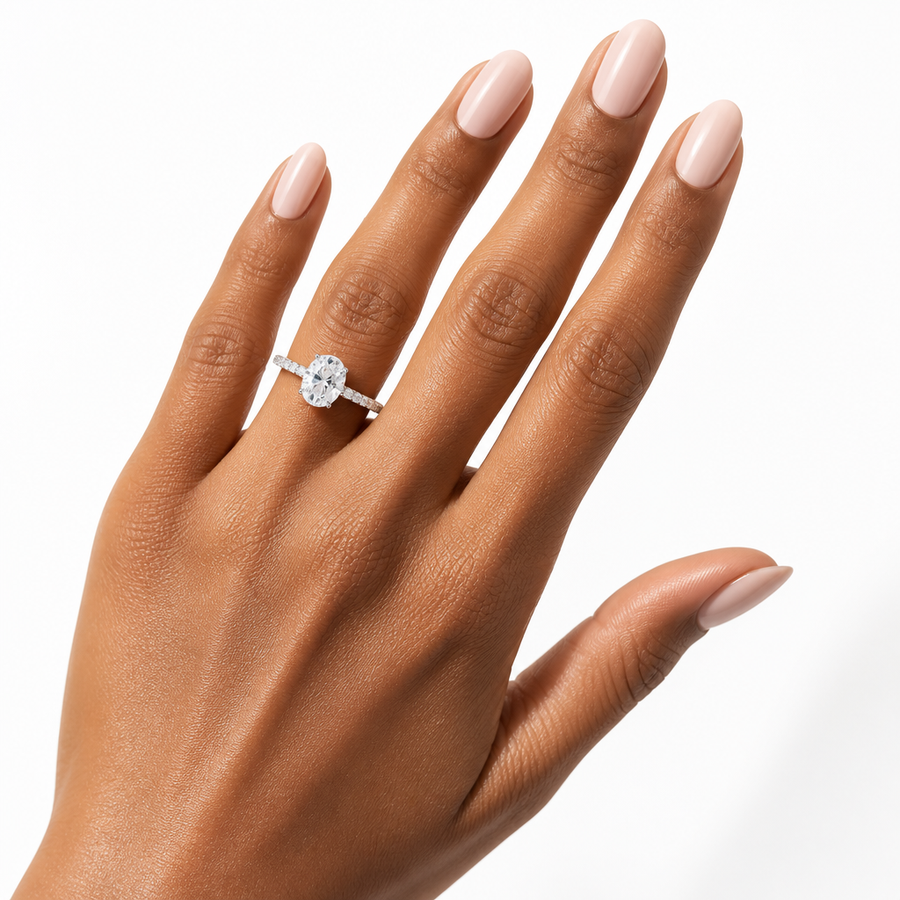 Oval Hidden Halo With Pave Band
