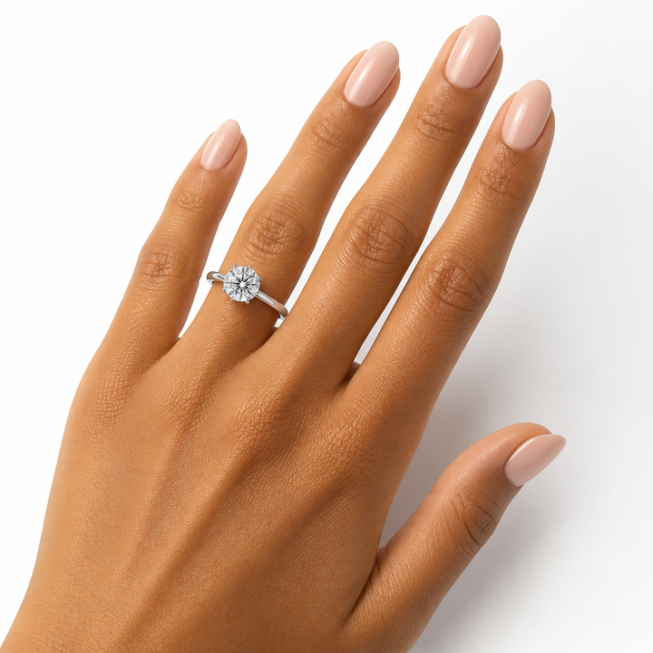 Round Solitaire Ring With Diamond Basket