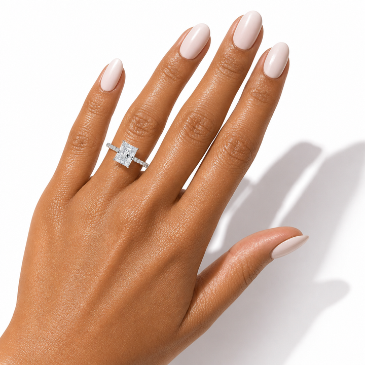 Radiant Diamond Basket With Pave Ring