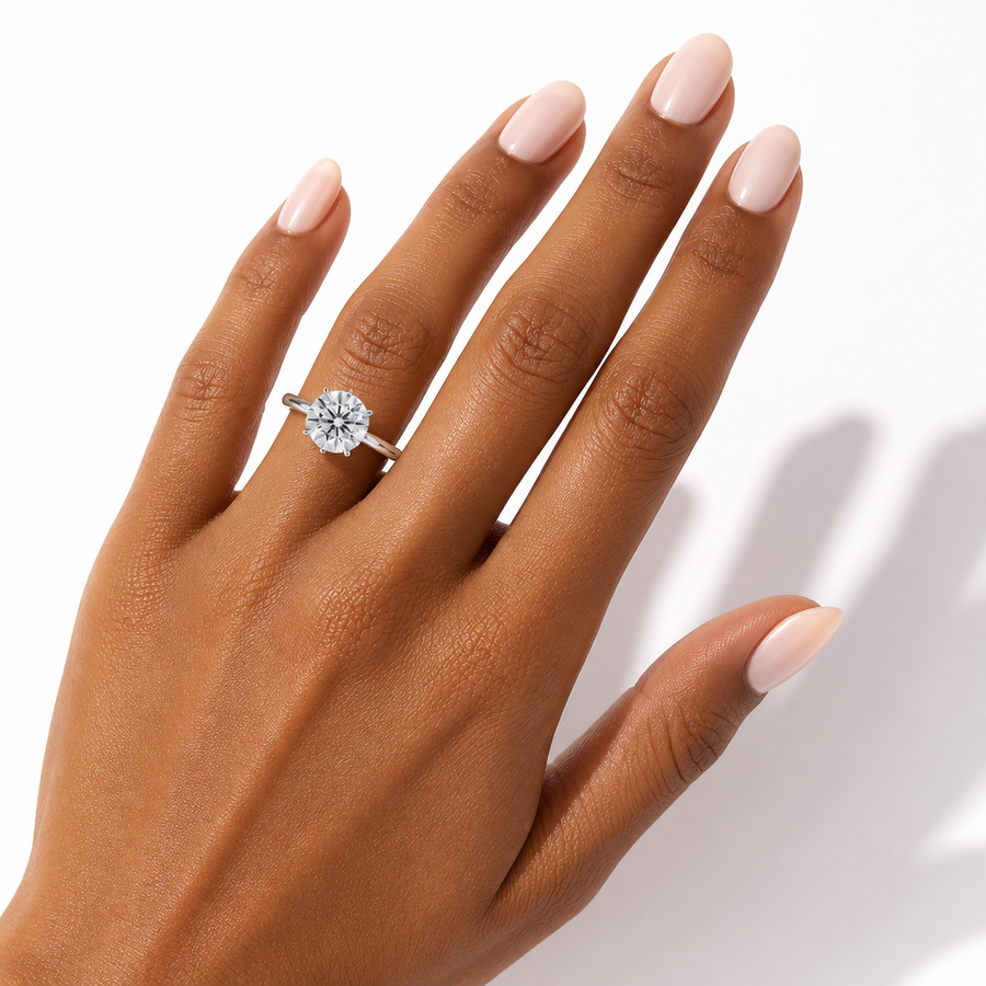 Round Solitaire Ring With Hidden Halo
