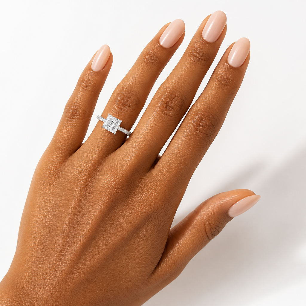 Princess Three Row Pave Ring