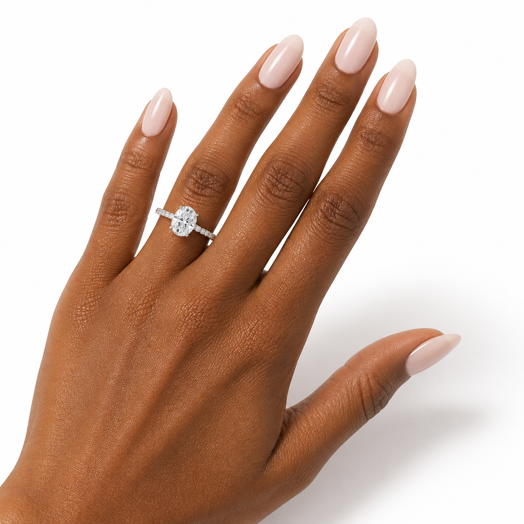 Oval Diamond Basket With Pave Ring