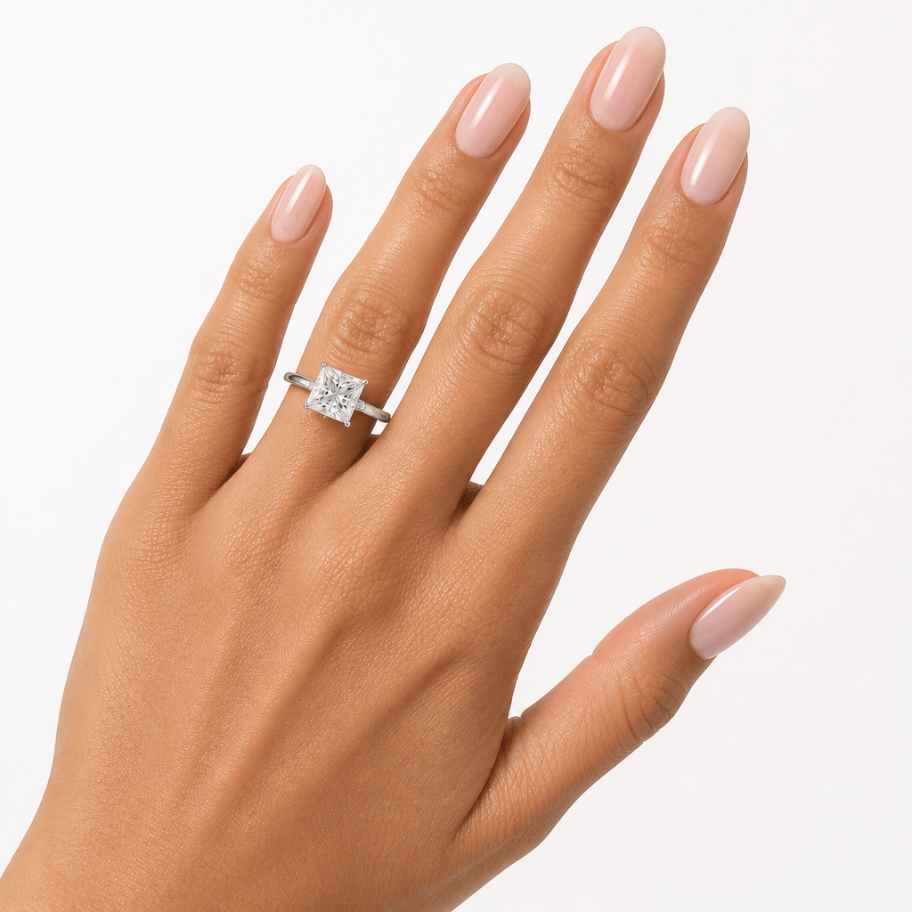Princess Solitaire Ring With Pave Prongs