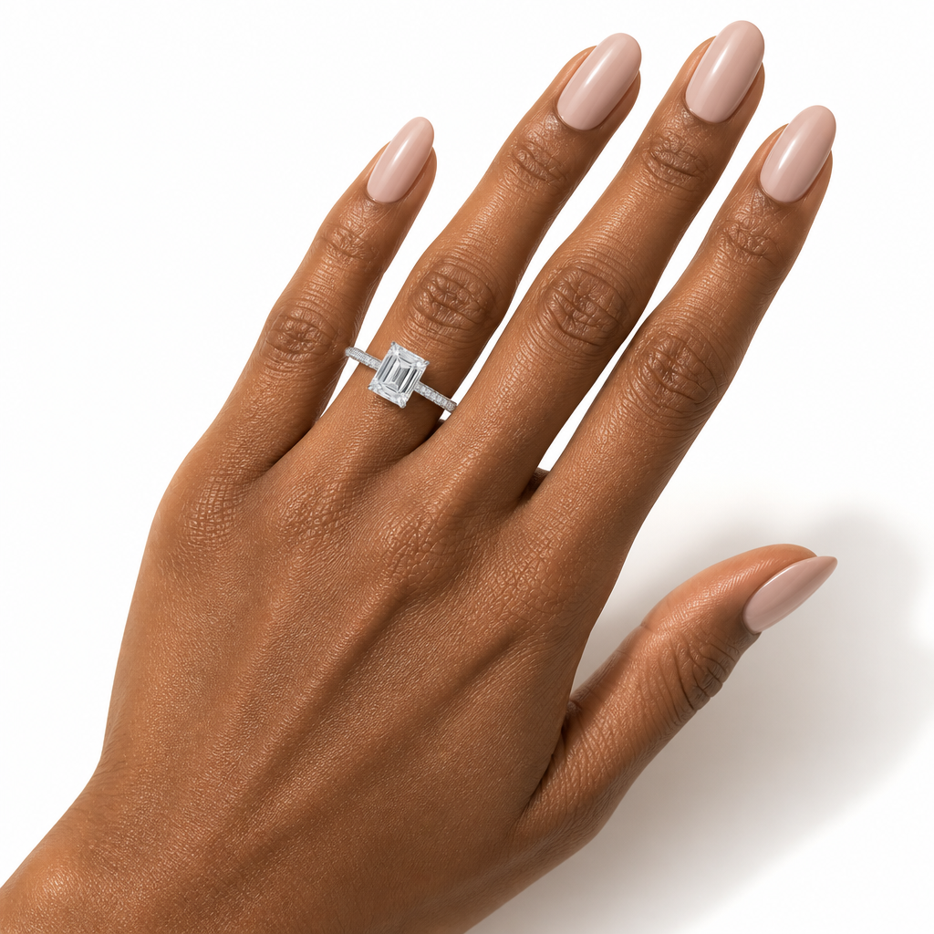 Emerald Three Row Pave Ring