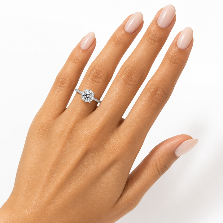 Round Hidden Halo With Pave Band