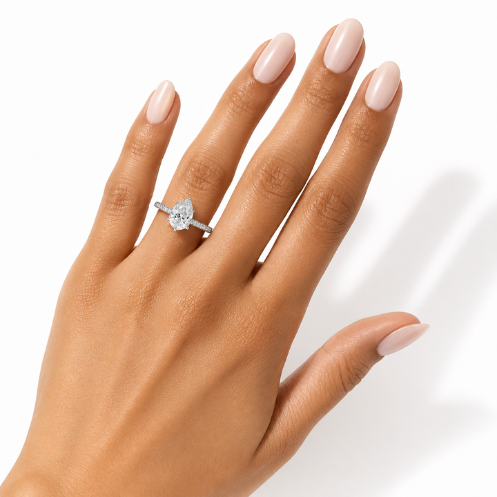 Pear Three Row Pave Ring