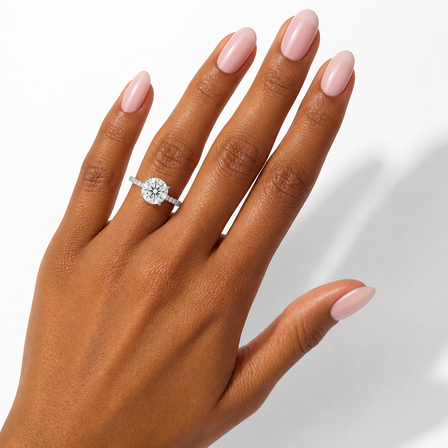 Round Pave Ring With Pave Prongs