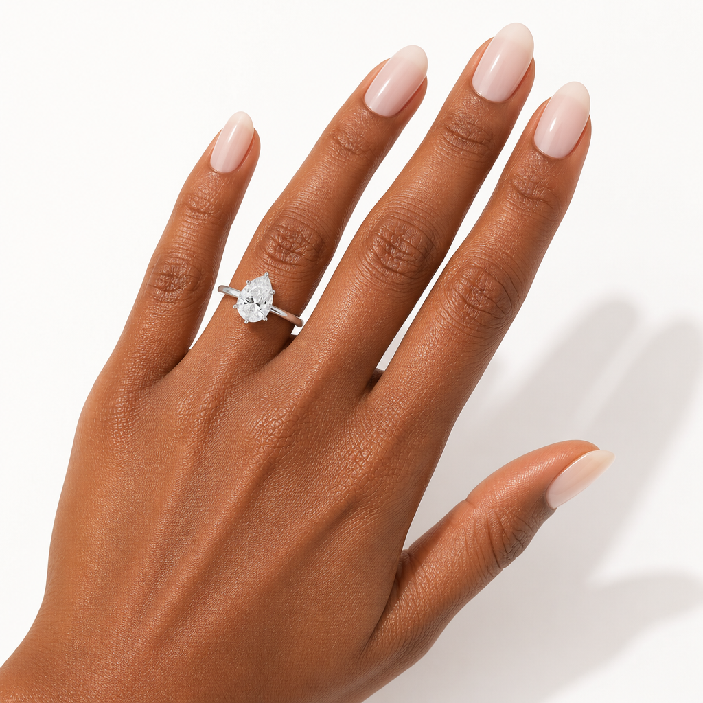 Pear Solitaire Ring With Pave Prongs