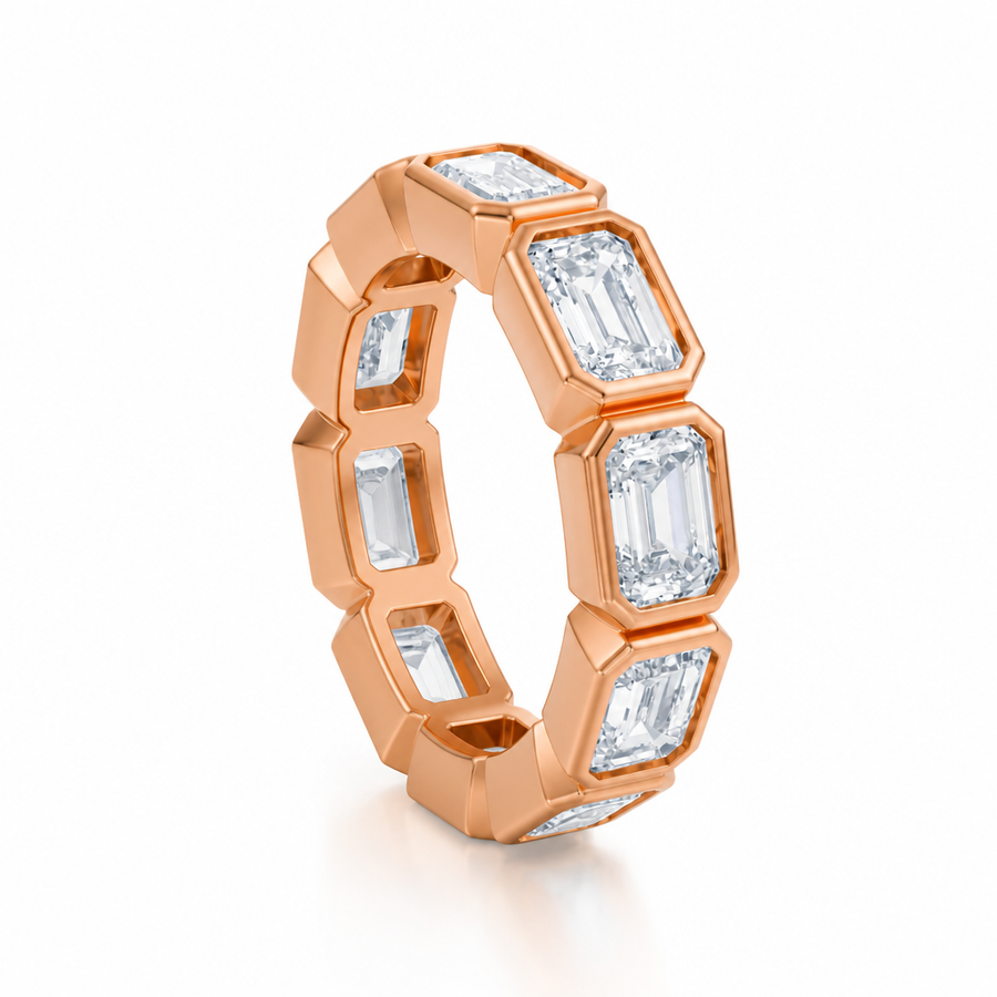 Emerald Bezel Horizontal Eternity Band