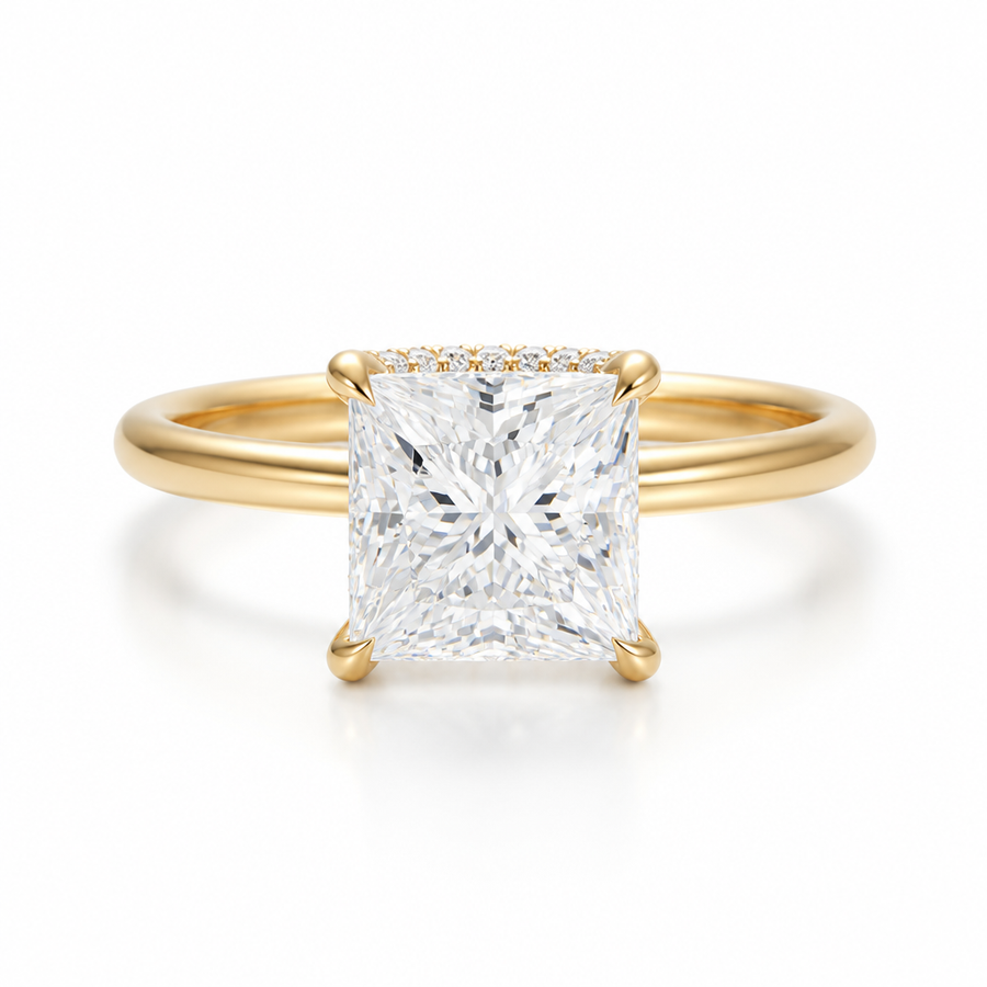 Princess Martini Basket Solitaire Ring
