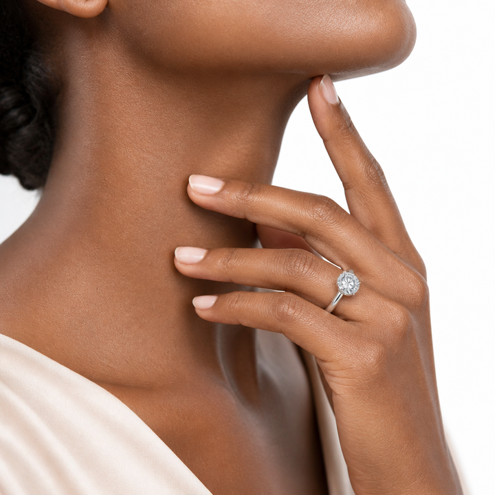Round Solitaire Ring With Diamond Basket