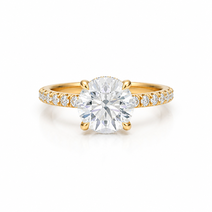 Round Diamond Basket With Pave Ring