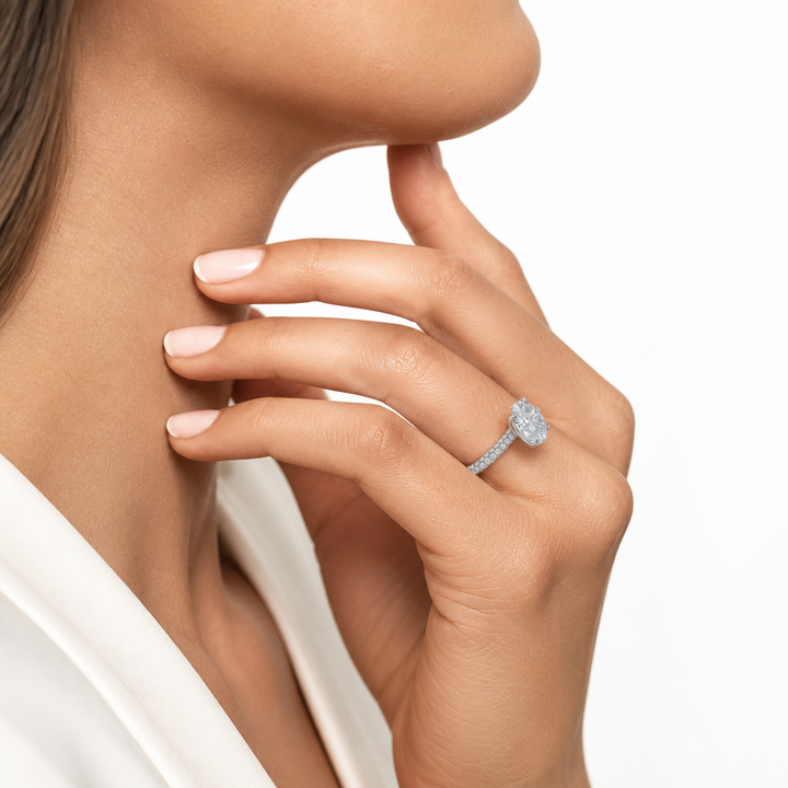Oval Three Row Pave Ring