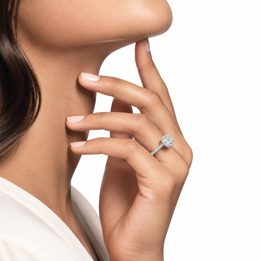 Round Three Row Pave Ring
