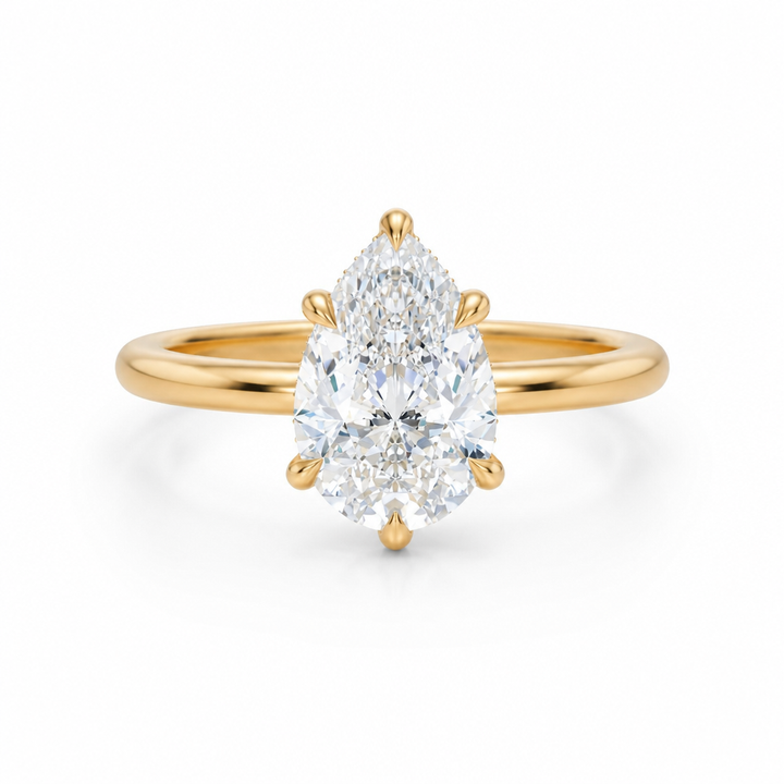 Pear Solitaire Ring With Hidden Halo