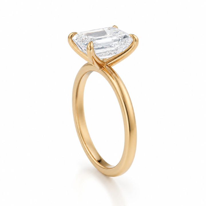 Emerald Classic Open Solitaire Ring