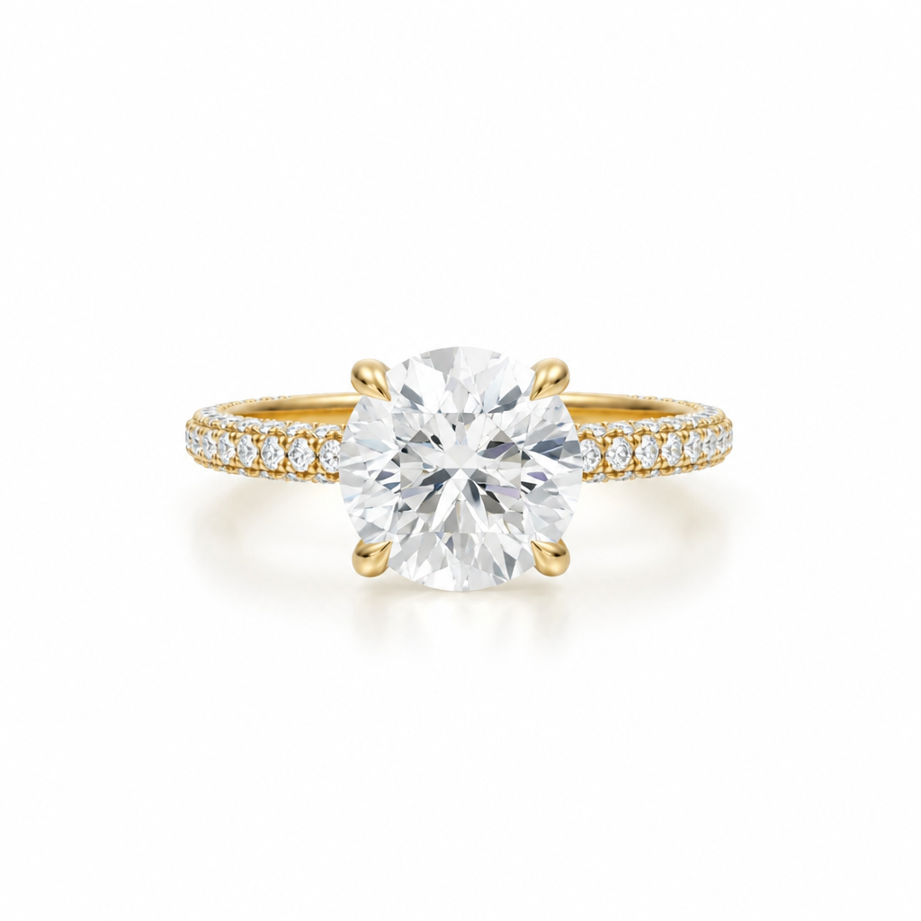 Round Three Row Pave Ring