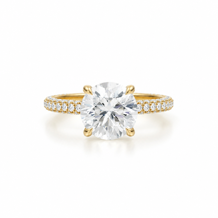 Round Three Row Pave Ring