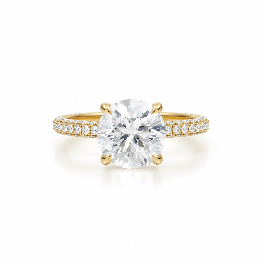 Round Three Row Pave Ring