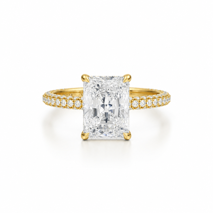 Radiant Hidden Halo with Three Row Pave Band