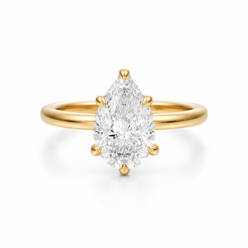 Pear Martini Basket Solitaire Ring