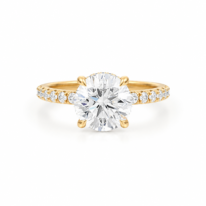 Round Hidden Halo With Pave Band